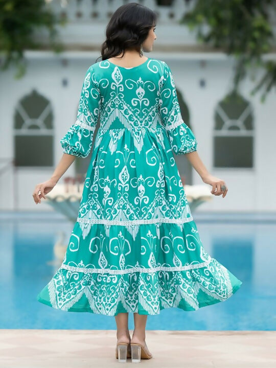 The52 Women's Gorgeous Flared Printed French Crepe Dress - Distacart