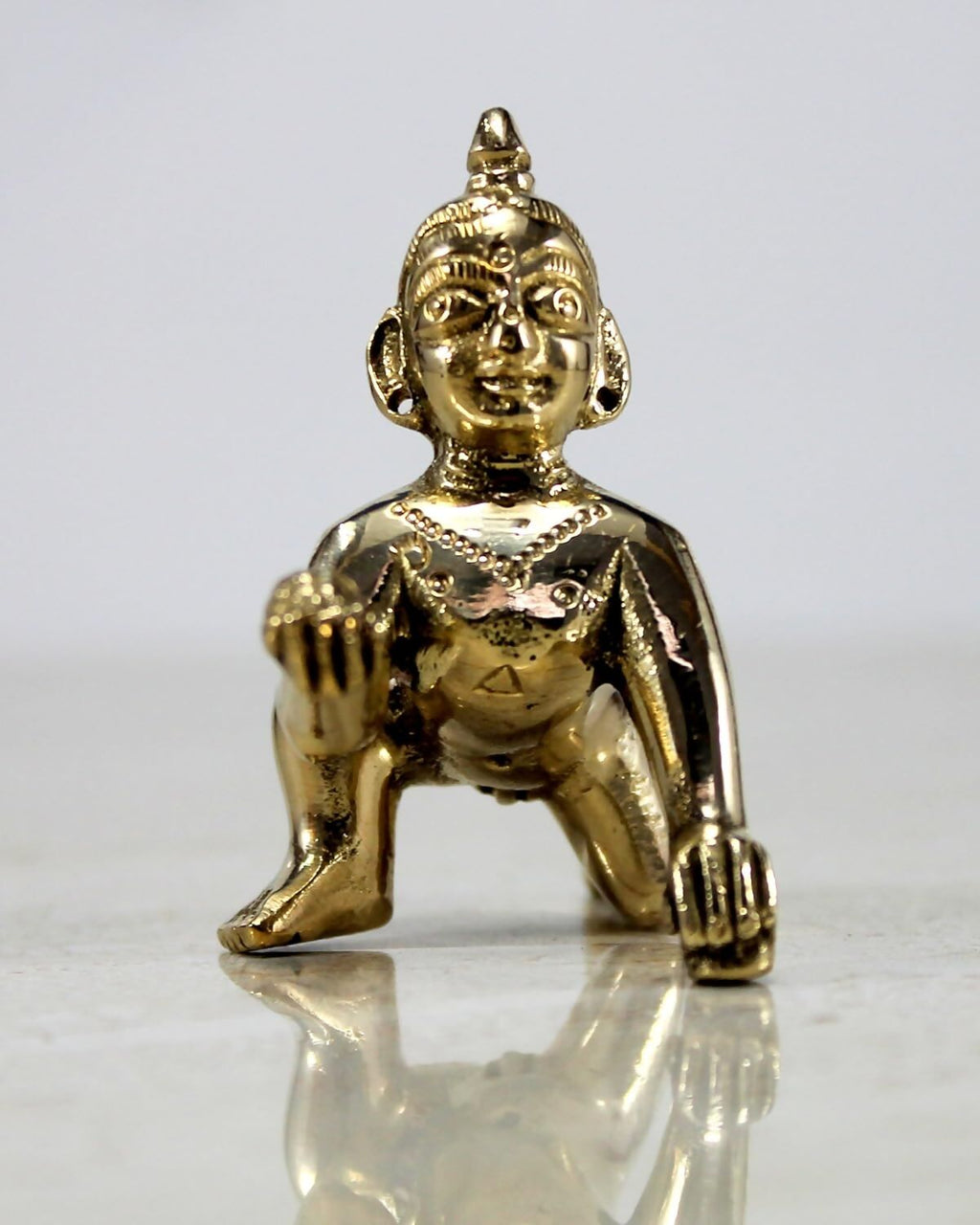 StonKraft Brass Laddoo Gopal Baby Krishna Murti Idol
