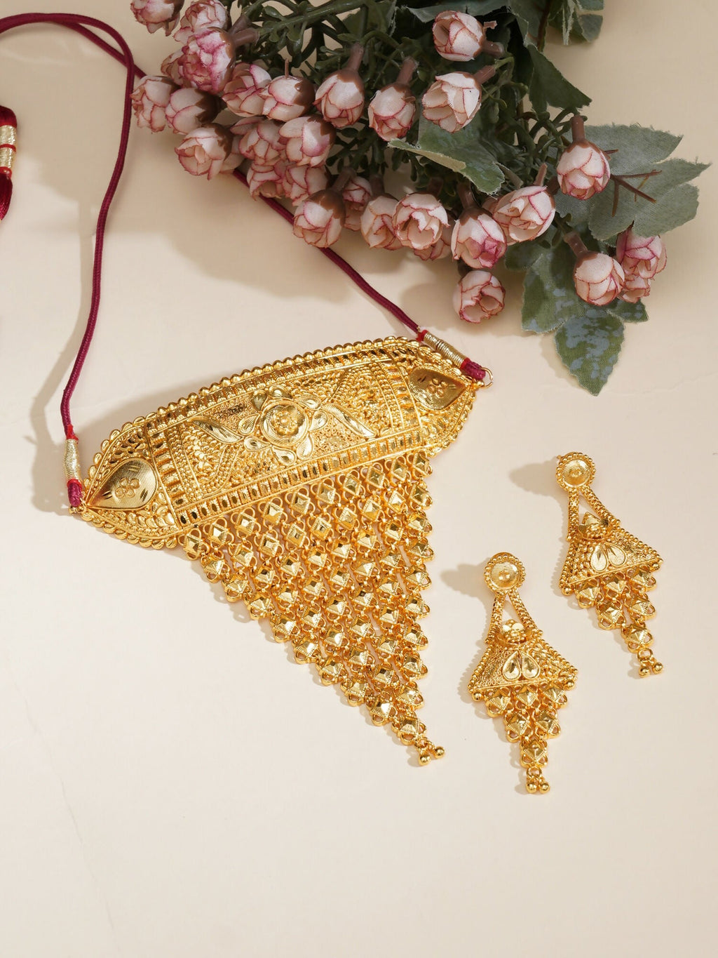 Gold plating jewellery set (Gold) - Ruby Raang