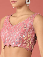 House of Panchhi CORAL Net Sequinse Work Lehenga & Blouse, Dupatta