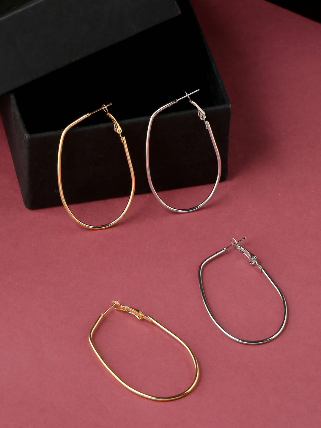 NVR Women Set of 2 Contemporary Hoop Earrings - Distacart