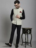 Even Apparels Self-Design Waistcoat With Welt Pockets - Beige