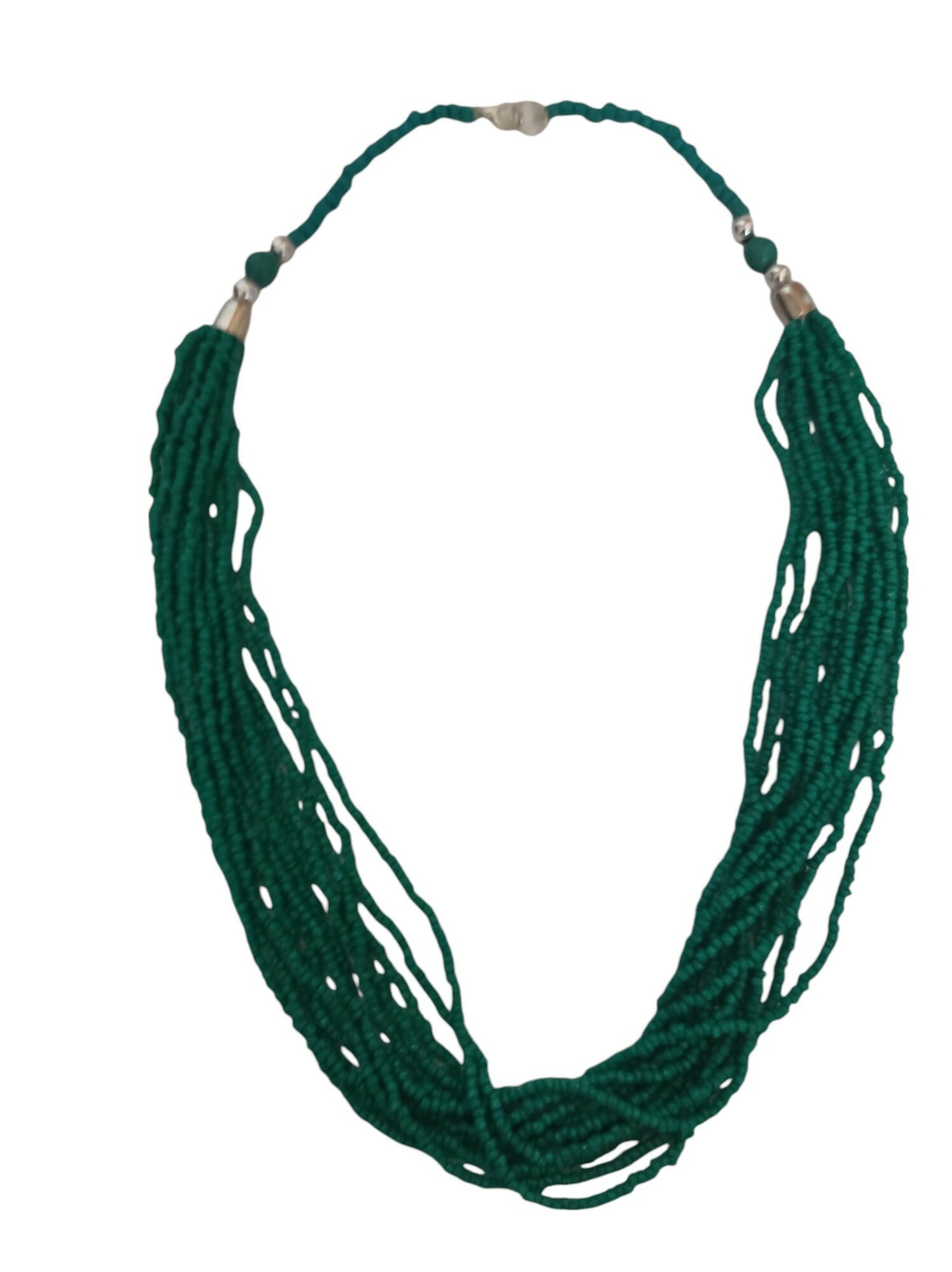 Inhanns Bloom Handmade Beaded Only Necklace - 12 Layers - Sea Green Necklace