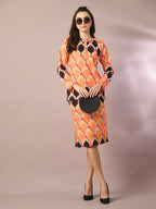 Myshka Women's Multi Printed Round Neck Party Top With Skirt Co-ord set