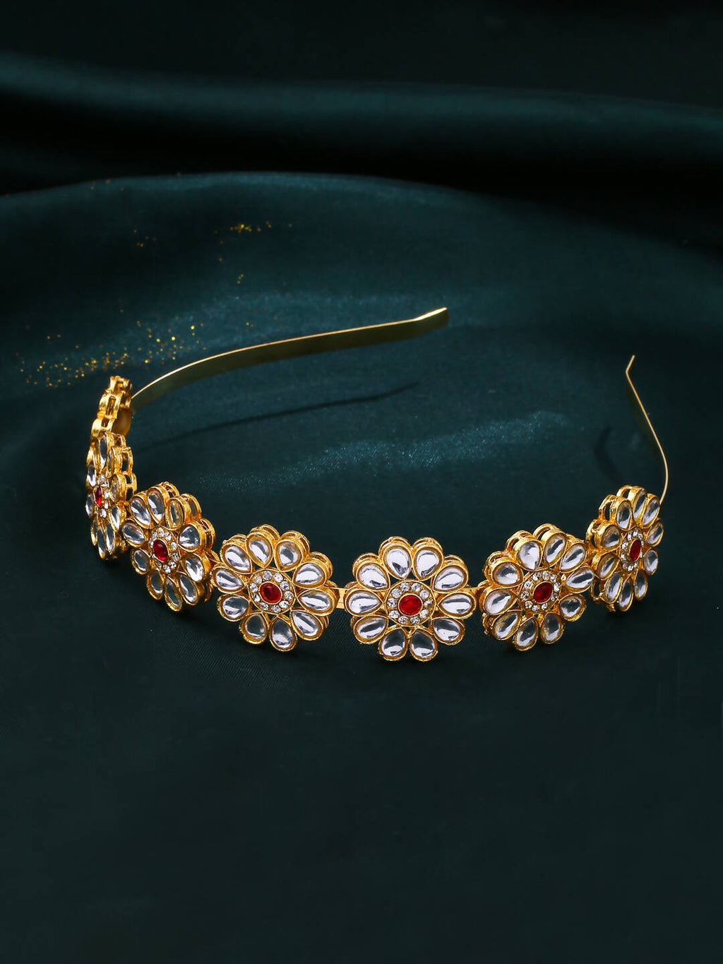 NVR Women's Rajputi Gold-Plated Kundan Matha Patti Hairband - Distacart