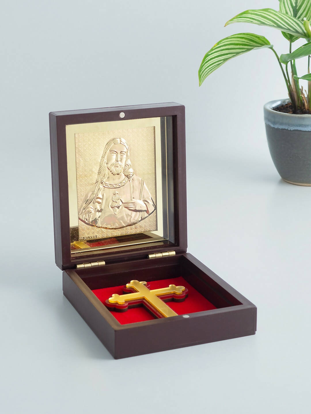 Golden Peacock Brown & Red 24 Ct Gold Foil Lord Jesus Christ