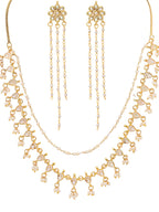 Ruby Raang Gold Kundan Necklace with Dangler Earrings