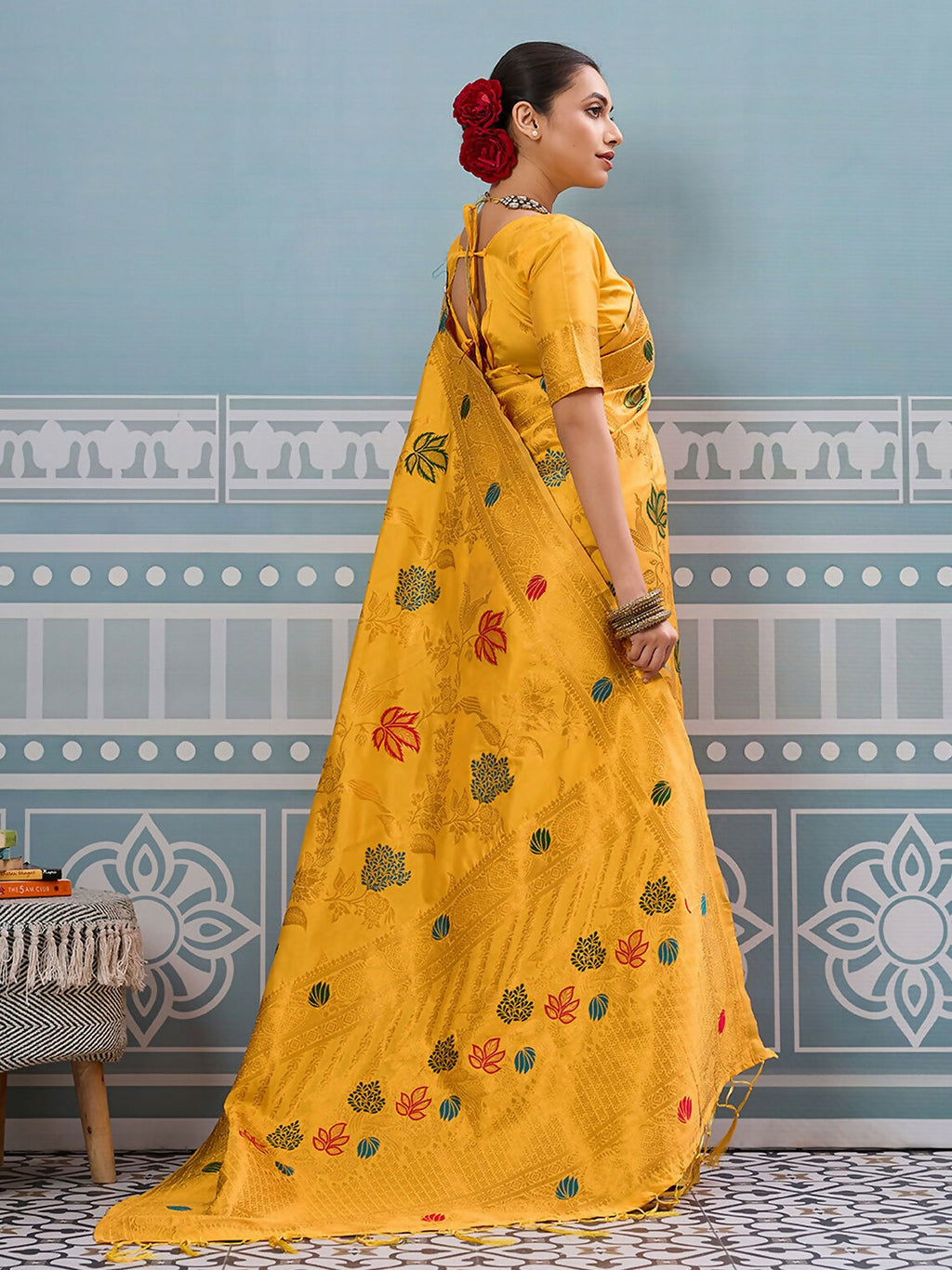 Shree Shyam Fashion Yellow Silk Saree - Distacart