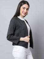 Even Apparels Black Polywool Open Front Statement Women's Jacket - Distacart