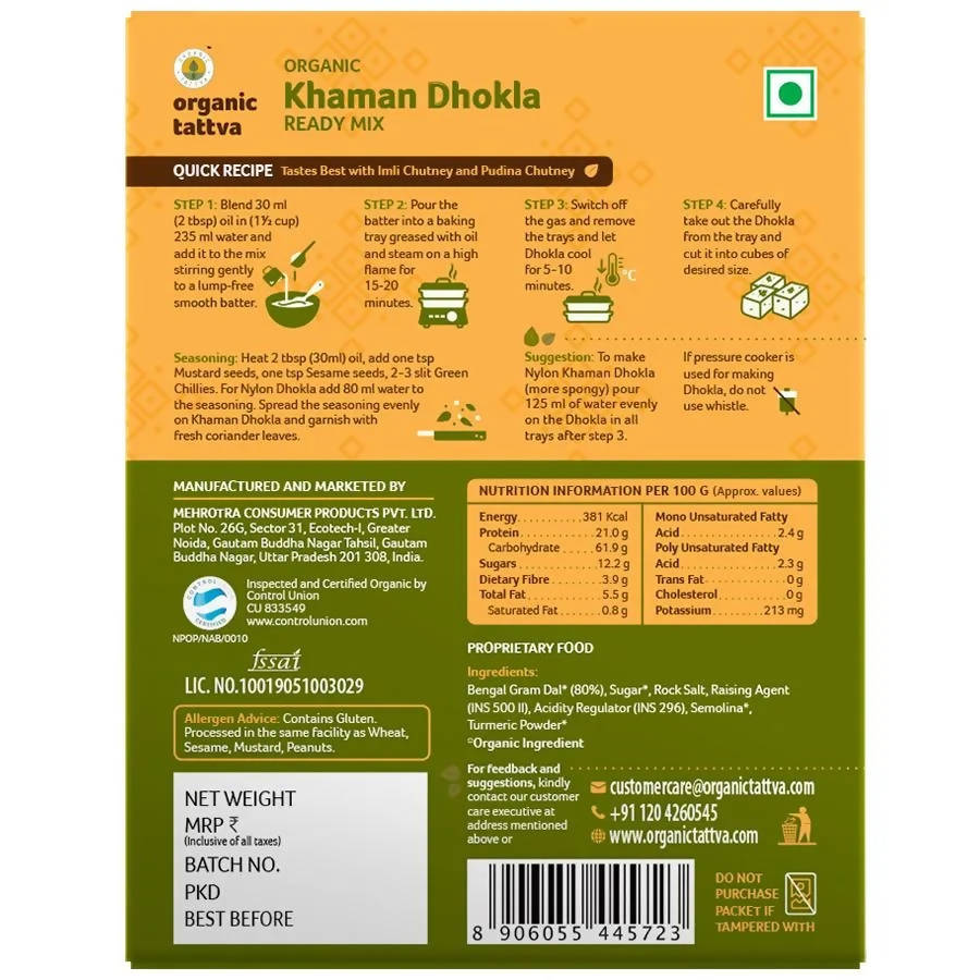 Organic Tattva Khaman Dhokla Ready Mix