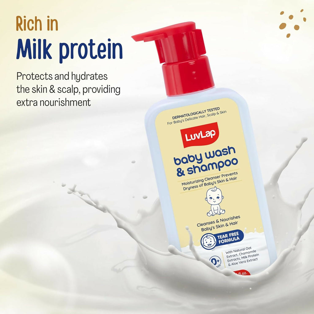 LuvLap Baby Wash & Shampoo with Chamomile, Milk Protein, Oatmeal & Shea Butter