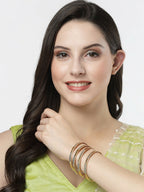 NVR Women's Set of 4 Gold-Plated CZ-Studded Traditional Bangles - Distacart