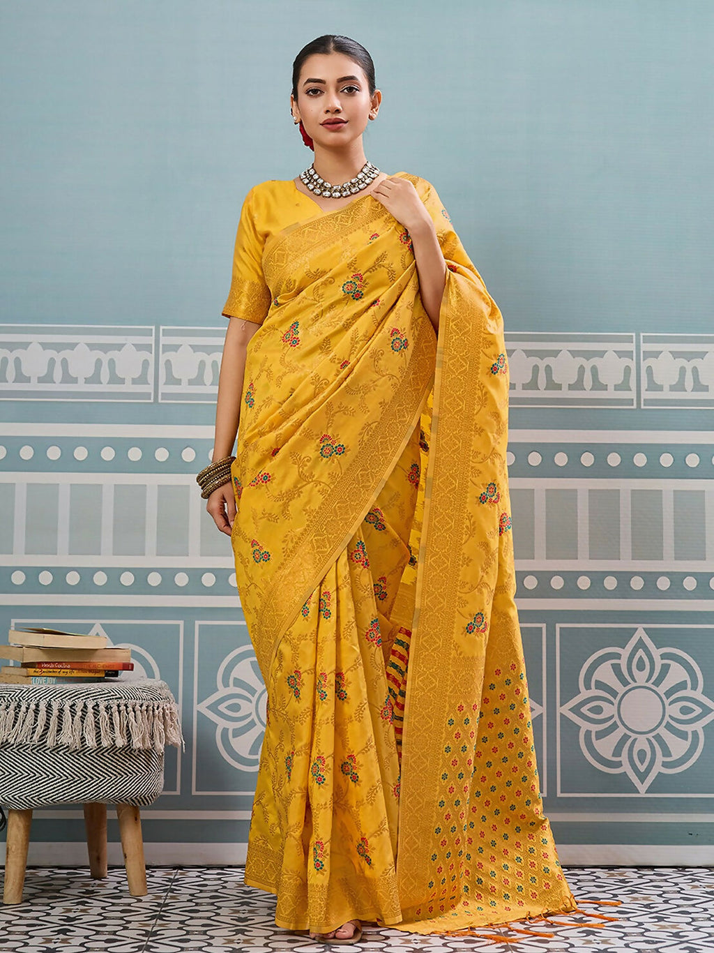 Shree Shyam Fashion Yellow Silk Saree - Distacart