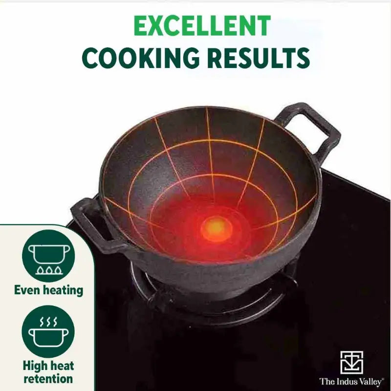 The Indus Valley CASTrong Cast Iron Cookware Set: Tawa+ Kadai+ Frypan, Kitchen Set for Home, Pre-seasoned, 100% Pure, Induction, Tadka Pan