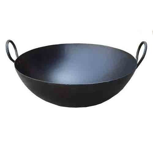 Iron Kadhai with Handle (Black, Medium)