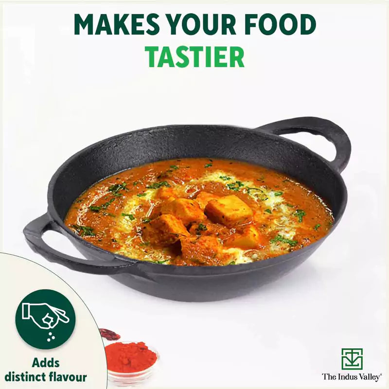 The Indus Valley CASTrong Cast Iron Kadai, Pre-seasoned, Nonstick, 100% Pure, Toxin-free, 20.3cm, 1.4L, 1.5kg