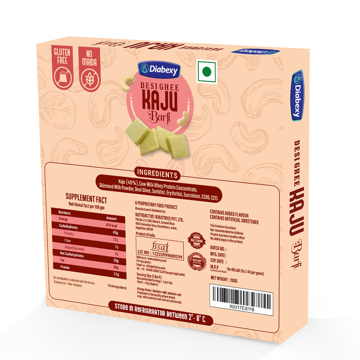 Diabexy Desi Ghee Kaju Barfi - Distacart