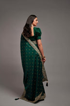 Teeya Creation Green Color Chinon Silk Saree