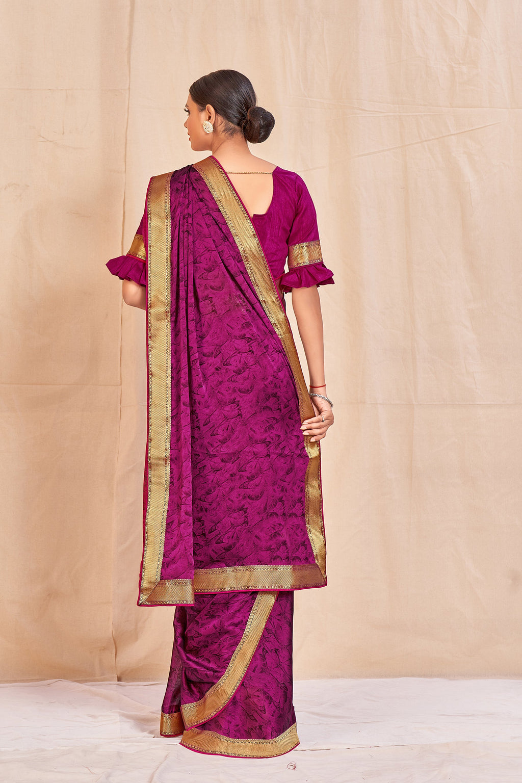 Vamika Purple Designer Cadbury Chiffon Banarasi Lace Saree
