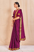 Vamika Purple Designer Cadbury Chiffon Banarasi Lace Saree