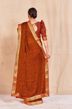 Vamika Orange Designer Cadbury Chiffon Banarasi Lace Saree