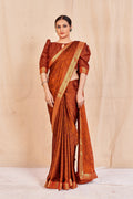 Vamika Orange Designer Cadbury Chiffon Banarasi Lace Saree