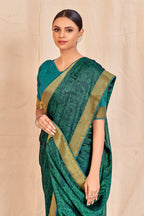 Vamika Rama Green Designer Cadbury Chiffon Banarasi Lace Saree