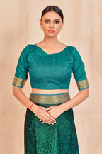 Vamika Rama Green Designer Cadbury Chiffon Banarasi Lace Saree