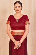 Vamika Maroon Designer Cadbury Chiffon Banarasi Lace Saree