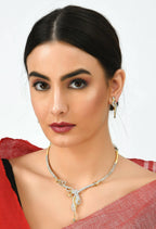 Mominos Fashion Johar Kamal Silver-Plated American Diamond Choker Set - Distacart