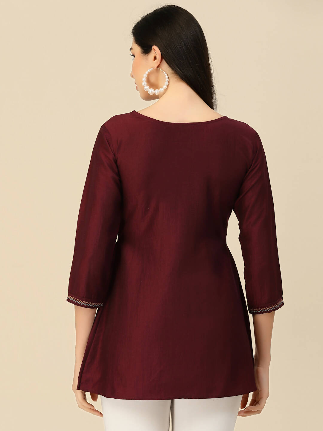 Wine Chinon Floral Embroidered Top - Zeny
