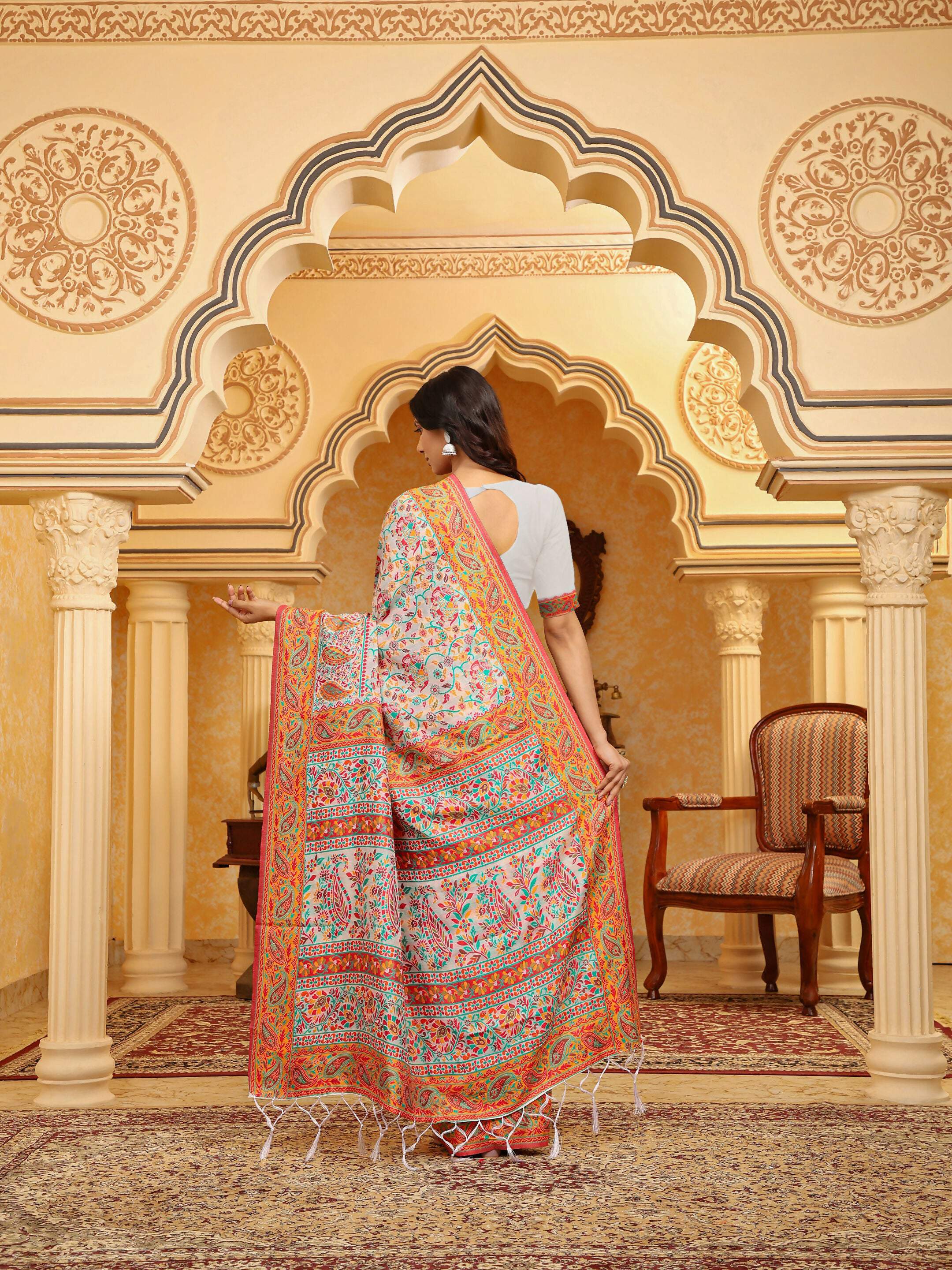 Shree Shyam Fashion Linen Cotton(Woven Work) Multicolour Saree - Distacart