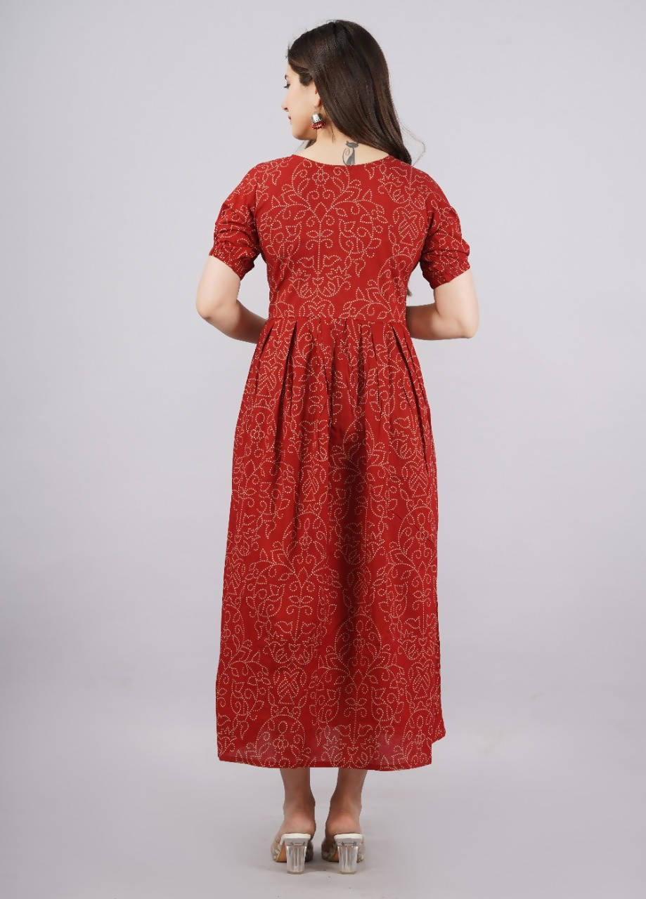 Vamika Red Cotton Printed Party Wear/Casual Wear Kurti - Distacart