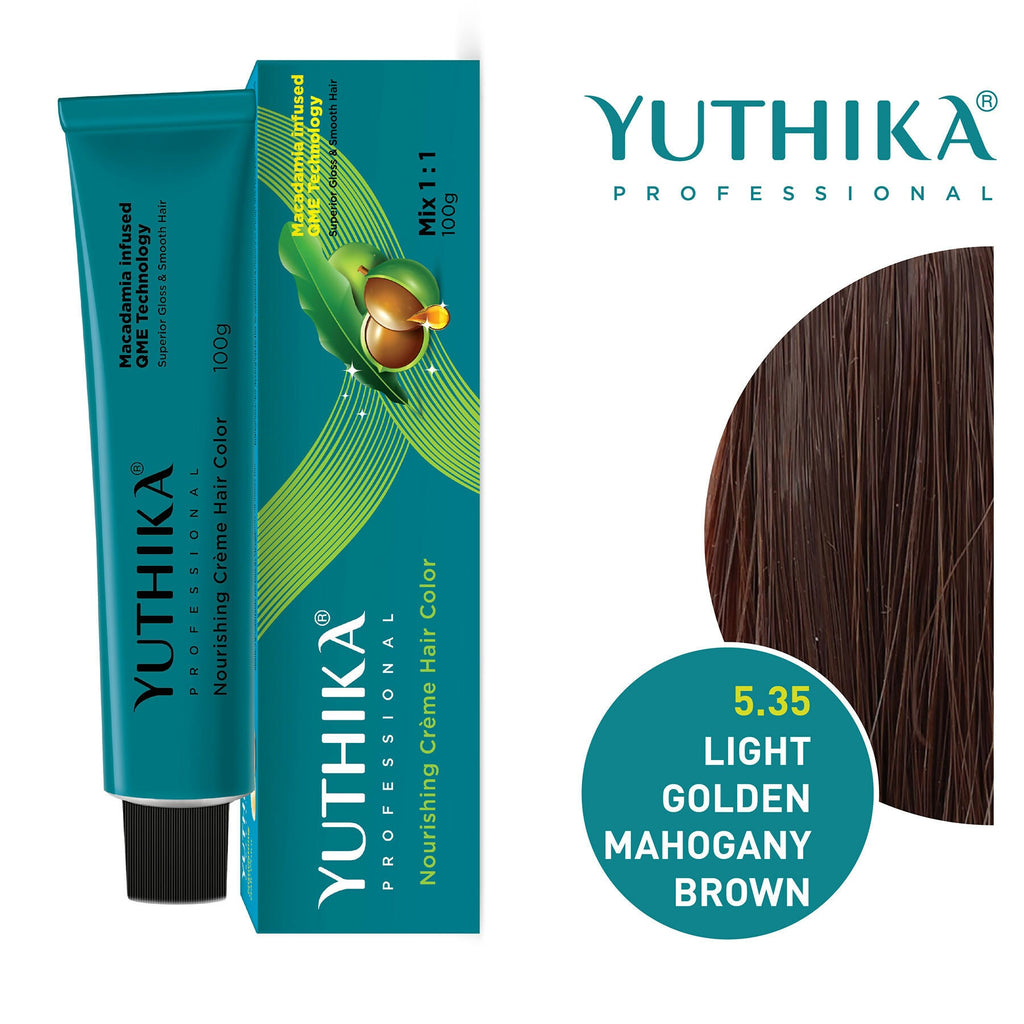 Yuthika Professional Creme Hair Colour - Light Golden Mahogany Brown