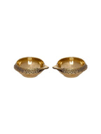 eCraftIndia Set of 2 Gold-Toned Auspicious Handcrafted Brass Diya