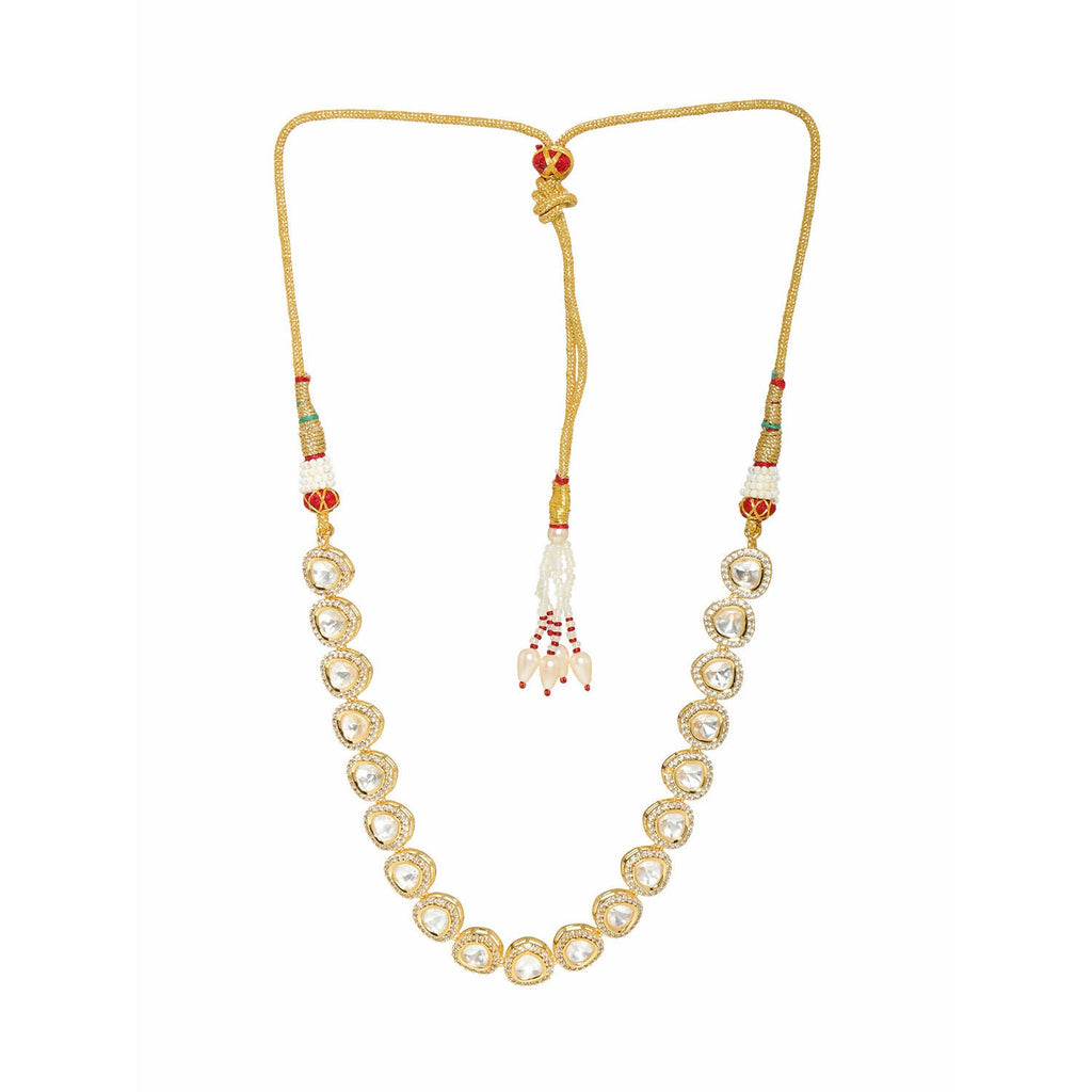 Kundan and Daimond Neckpiece in Brass (Gold) - Ruby Raang