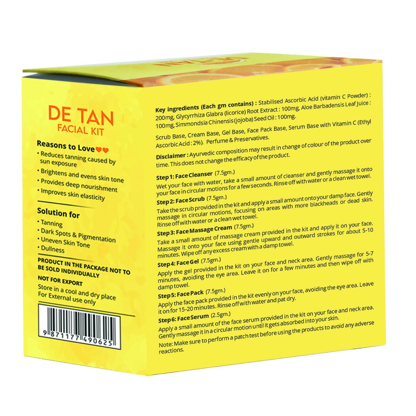 Globus Naturals De-Tan 6 Step Facial Kit - Distacart