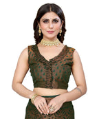 Vamika Green Chiffon Brasso Bollywood Style Woven Saree (BARKHA GREEN) - Distacart