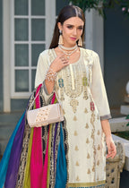 Anaita White Premium Embroidered Chinon Stitched Salwar Suit - Distacart