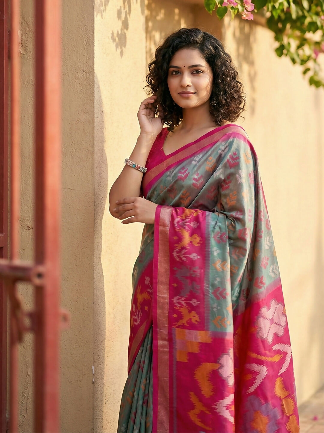 Shree Shyam Fashion Grey Pochampally Silk Saree - Distacart