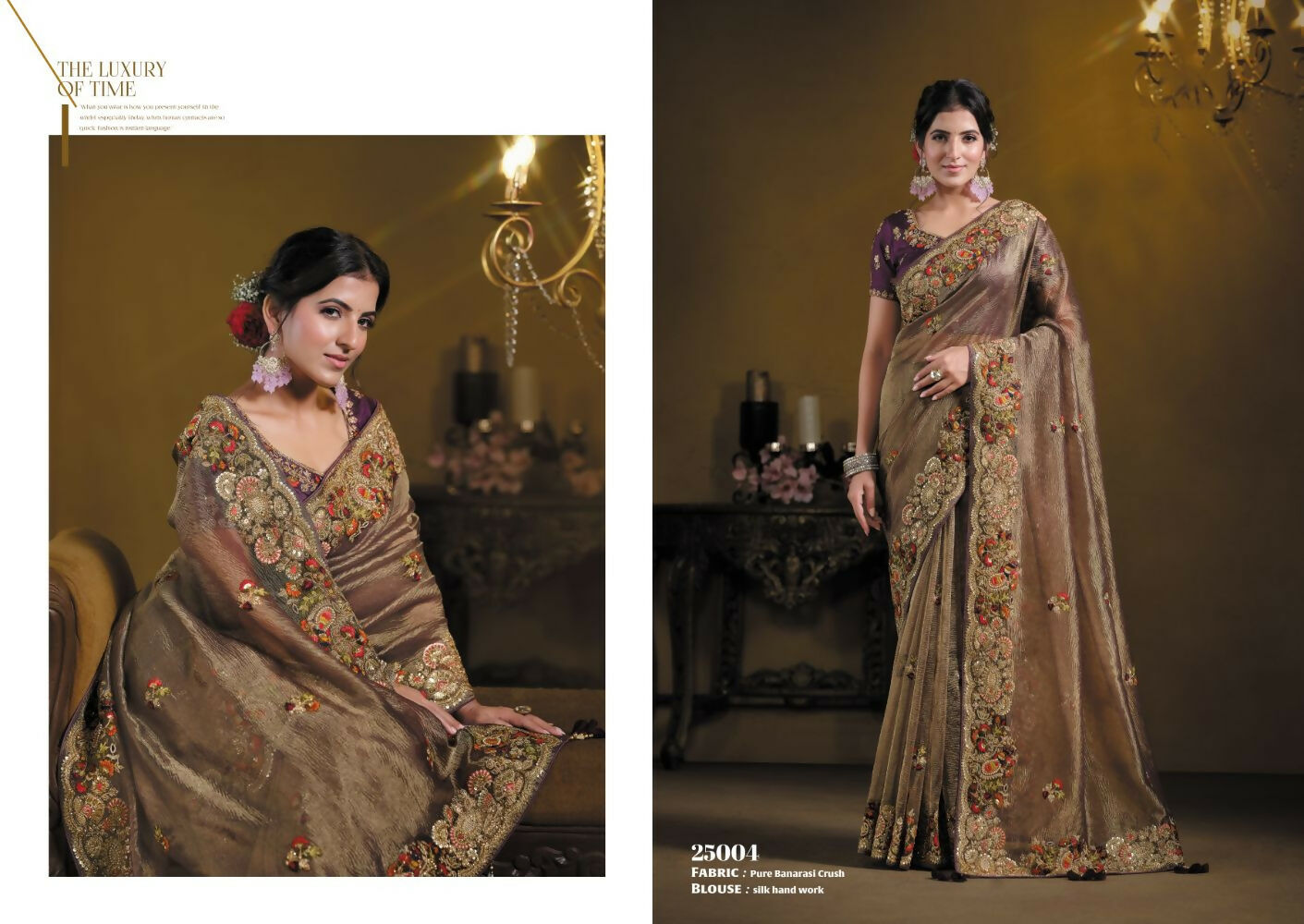 Wine Pure Banarasi Crush Pure Khatli work Designer Saree With Blouse. - Rajasvi
