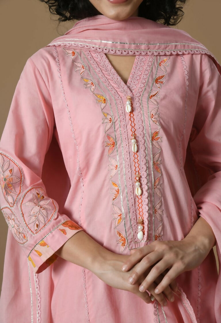 Joban Fashion Pink Cotton Kurta Set