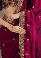 Joban Fashion Red Frendy Satin Silk Party Wear Sarees - Distacart