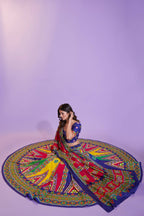 Multi Color Pure Cotton Hand Block Print Navratri Lehenga Choli with Dupatta - Raas