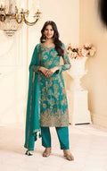 Anaita Teal Green Chinon Stitched Suit with Multi Digital Print - Distacart