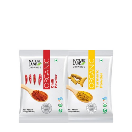 Nature Land Organics Red Chilli Powder+Organic Turmeric Powder