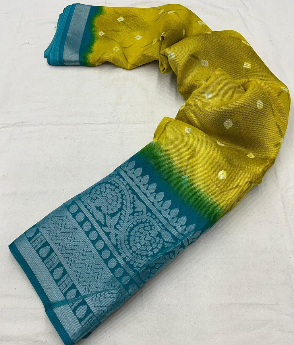Yellow Jute Silk Ethnic Motifs Saree with Unstitched Blouse - Hiral Fashion