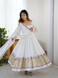 Joban Fashion White Georgette Sequence Embroidery Work Readymade Kurta Set - Distacart