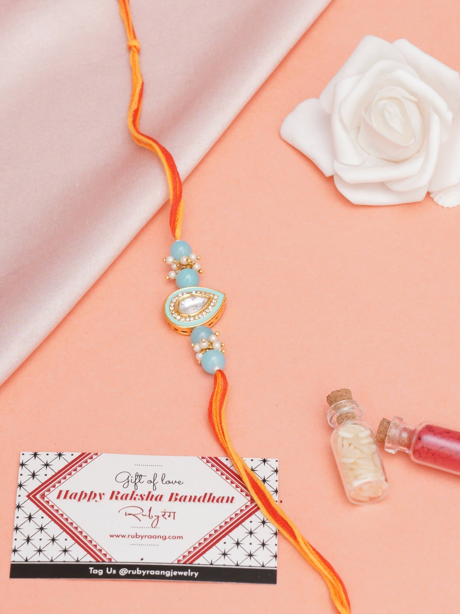 Designer kundan Rakhi - Ruby Raang - Distacart