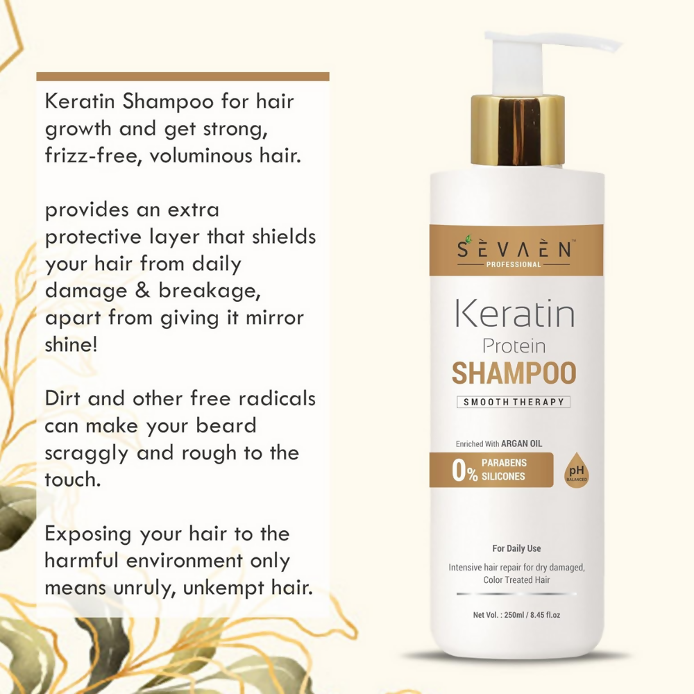 Sevaen Keratin Smooth Shampoo & Keratin Smooth Conditioner & Hair Serum